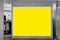 Advertising Billboard mockup panoramic rectangle, yellow light box showcase in department store,display empty space for text