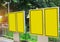 Advertising Billboard mockup vertical,yellow light box showcase outdoor subway,display empty space for text design message or