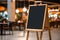 Advertising blank Blackboard, Blank restaurant shop sign or menu boards in shopping mall center, Blackboard sign mockup