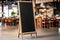 Advertising blank Blackboard, Blank restaurant shop sign or menu boards in shopping mall center, Blackboard sign mockup