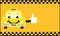 Advertising card cartoon taxi showing thumb up