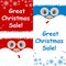 Advertising card great Christmas sale set Santa Claus is surprised on a blue and red background