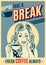 Advertising coffee retro poster with pop art woman