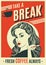 Advertising coffee retro poster with pop art woman