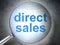 Advertising concept: Direct Sales with optical glass