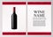 Advertising magazine page,wine presentation brochure. Illustration of a dark bottle of red wine in photorealistic style