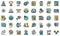 Advertising Manager icons set vector flat