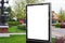 Advertising space under the poster. Lightposter citylight mockup small billboard in the city near the roadway. white space for