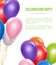 Advertizing poster with balloons. Transparent colored flying helium balloons for surprise birthday party vector