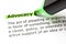 Advocacy Dictionary Definition Green Marker