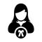 Advocate icon vector female user person profile avatar symbol for law and justice in flat color glyph pictogram