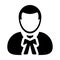 Advocate icon vector male user person profile avatar symbol for law and justice in flat color glyph pictogram
