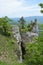 Adygea, mountain landscape in spring. Rock Damn`s finger, the ridge Oona-Koz Una-Koz