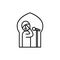 Adzan in mosque. Prayer Call symbol in islam. Simple monoline icon style for muslim ramadan and eid al fitr celebration