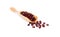 Adzuki Beans, Azuki Beans, red beans in wooden spoon on white ba