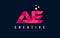 AE A D Letter Logo with Purple Low Poly Pink Triangles Concept