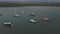 Aearial shot drone flying over sail boat