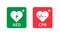 AED and CPR icon. Emergency defibrillator sign. Automated External Defibrillator. Hearts electricity. Vector illustration