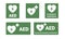 AED Emergency defibrillator location signs or stickers. Automated External Defibrillator