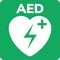 AED symbol icon. Heart first aid defibrillator sign. Automated external device for heart attack logo