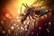 Aedes mosquito that carries dengue fever, Zika virus is sucking blood on a person\\\'s skin. Generative Ai