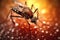 Aedes mosquito that carries dengue fever, Zika virus is sucking blood on a person\\\'s skin. Generative Ai