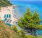 Aegean sea coast with beach Greece