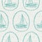 Aegean teal sailboat linen nautical seamless background with wave texture. Summer coastal living style home decor