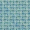 Aegean Teal seashell nautical sealife seamless pattern. Grunge distress faded linen effect background for marine home