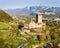 Aeiral image of the medieval castle in Sargans built in 1282