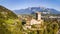 Aeiral panorama image of the medieval castle in Sargans built in 1282,