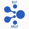 AELF Coin cryptocurrency blockchain icon. Virtual electronic, internet money or cryptocoin symbol, logo