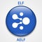 AELF Coin cryptocurrency blockchain icon. Virtual electronic, internet money or cryptocoin symbol, logo