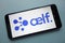 Aelf ELF cryptocurrency logo displayed on smartphone