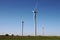 Aeolian generators over the prairie in Castilla La Mancha in Spain.