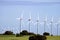 Aeolian generators over the prairie in Castilla La Mancha in Spain.