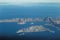 Aeral viewpoint of Greek Telendos and part of Kalymnos islands from Dodecanese archipelago