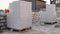 Aerated concrete blocks on a pallet. At a construction site