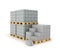 Aerated concrete blocks stacked on wooden pallets.