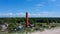 Aereal Dron Shot Akmenrags Lighthouse on the Latvian Coast of the Baltic Sea