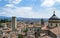 Aereal panoramic view of bergamo and mountains from the upper old city