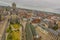 Aereal view of the city of Ghent in Belgium observing the back of the church of St. Nicholas