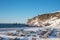 Aereal winter landscape view of Vik I Myrdal in Iceland