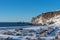 Aereal winter landscape view of Vik I Myrdal in Iceland