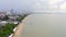 Aeria view of Jomtien beach during covid lockdown, Pattaya, Chonburi, Thailand