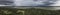 Aerial 180 degree panorama of storm front moving though South Ca