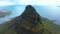 Aerial 4k drone view of Kirkjufell mountain, one of Iceland most iconic mountains on the Snaefellsnes peninsula