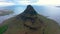 Aerial 4k drone view of Kirkjufell mountain, one of Iceland most iconic mountains on the Snaefellsnes peninsula