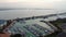 Aerial 4k footage of the Tamsui Fisherman\'s Wharf Harbor in Taiwan