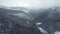 aerial 4k shot of beautiful winter in Carpathian mountains landscape.